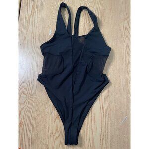 B22 New Womens Mapale 1pc Swimsuit or Bodysuit Sheer Low Cut Vneck & Sides Sm/Md